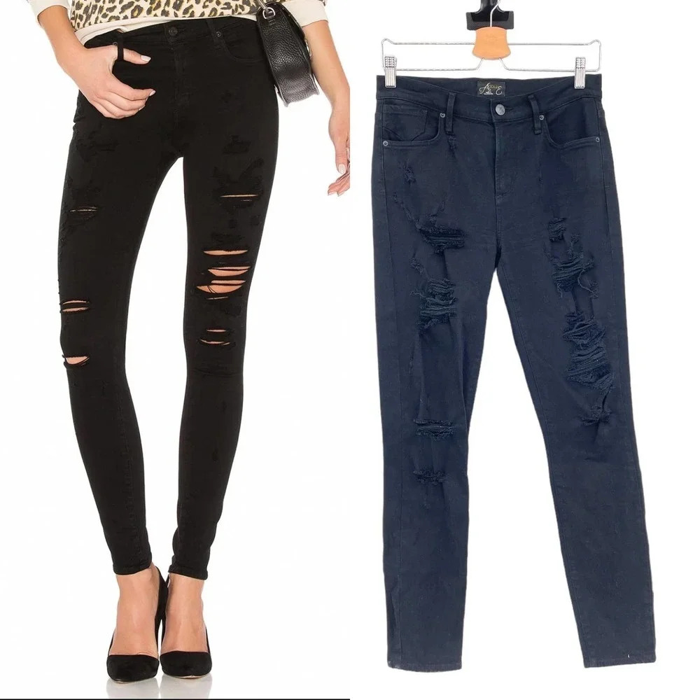 Agolde Sophie Skinny Jeans High Rise Distressed Moonstruck Wash Black Size‎ 28
